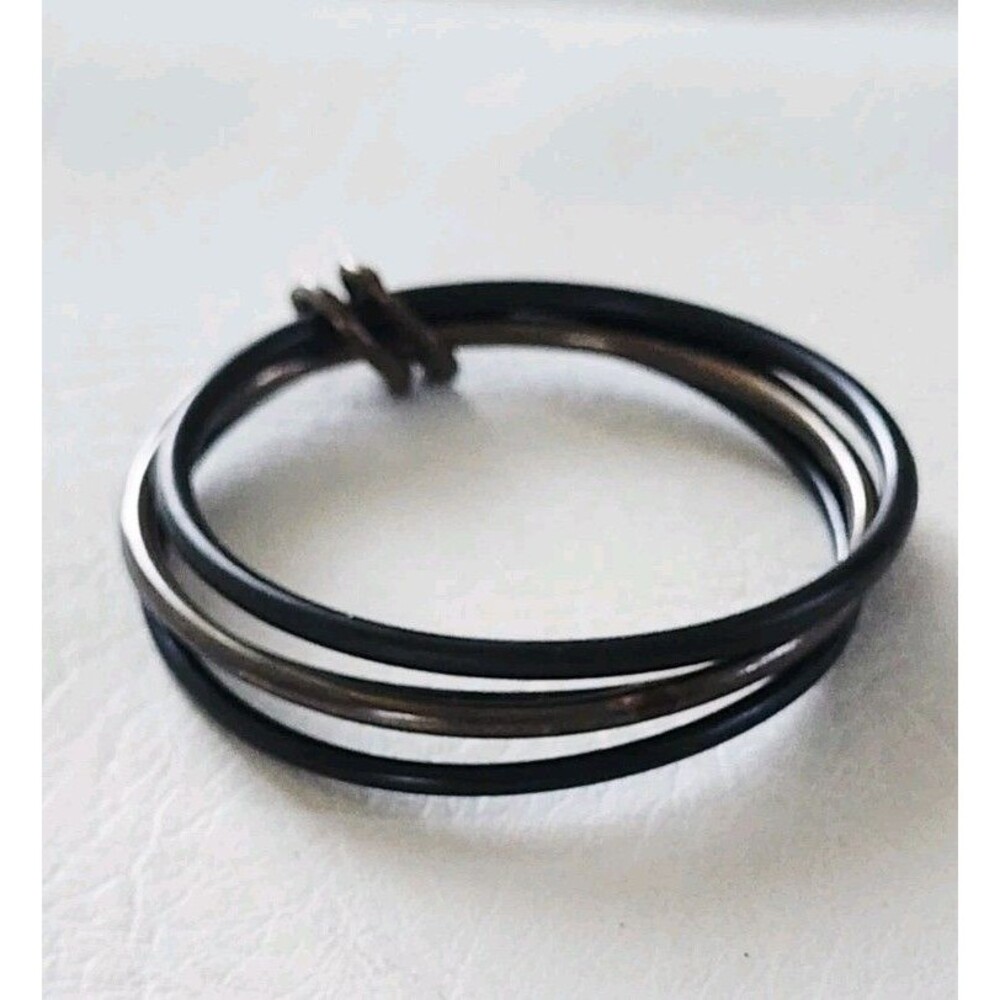 STERLING RUBBER BANGLE BRACELET  MODERNIST MODERN